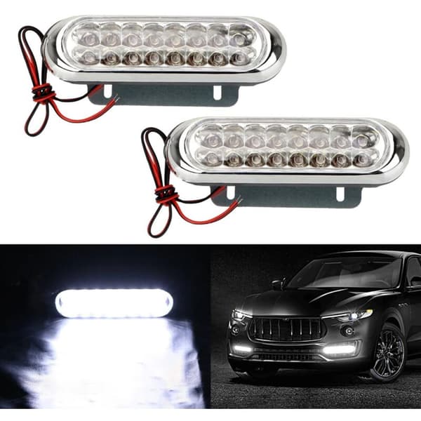 2 st 16 LED Bil Ljus Vit Universell Varselljus Dimljus