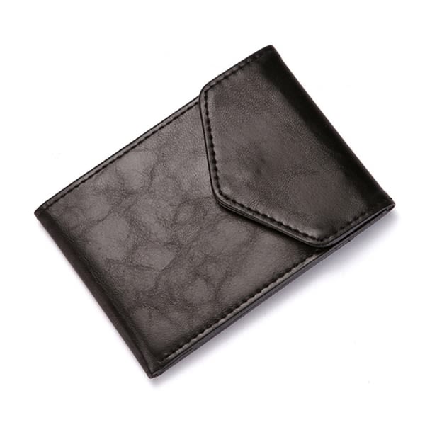 IC Mode RFID-plånbok Mini PU-lädermynt Plånbok Korthållare Musta