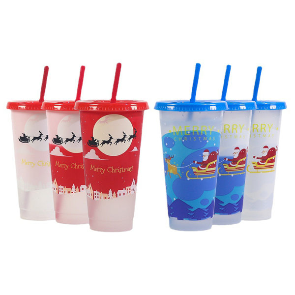 IC 710 ml kaffestråkopper Genanvendelige julekopper til farveskift P Multicolor A3