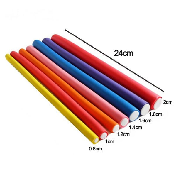Krøllestænger Stave Spiralkruller Bløde Hårruller, 10 stk, 1,2*24cm