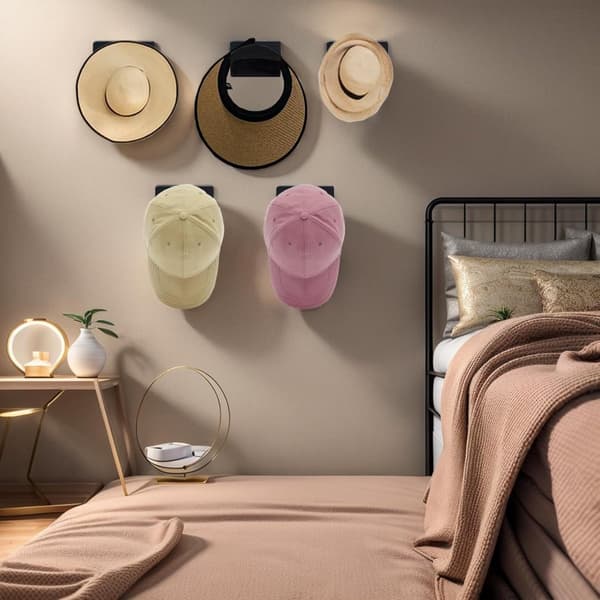 12-pack - Self-adhesive - Strong - Hat Hangers - Cap Holder - Cap Organizer - Hat Holder - Baseball Cap - Home - Black