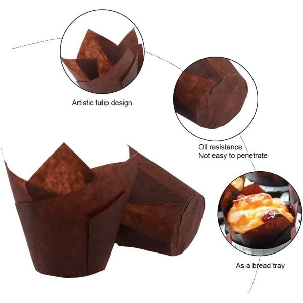 IC 200 stk Tulip Cupcake Baking Cups, Muffin Baking Liners Holdere