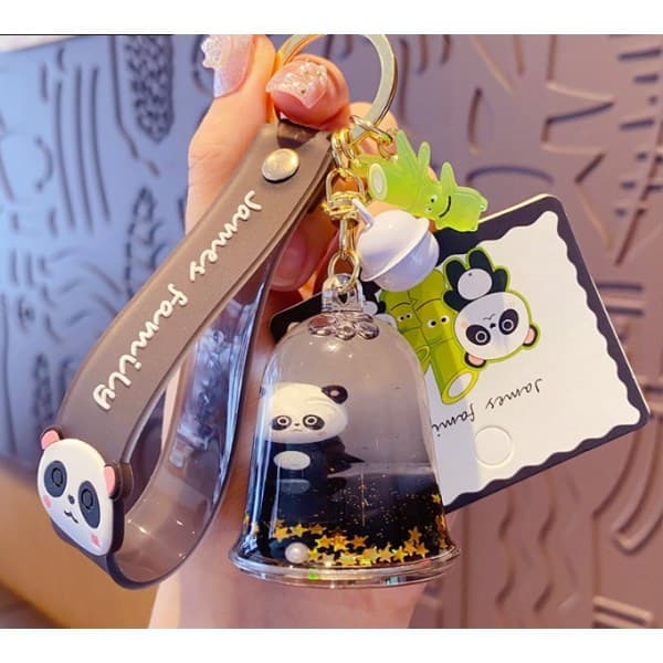 Flydende Quicksand Ayl Panda Dekoration Bil Nøglering IC