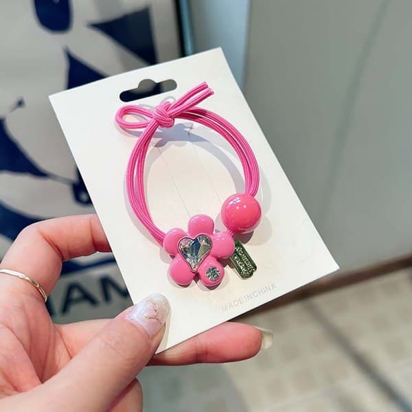 IC Trendy Hjerte Blomst Rhinestone Elastiske Hårbånd til Piger e F Rosarød