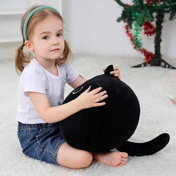 Sort Kat Plys Pude Blødt Tøjdyr PP Bomuld Kastepude Gave til Børn Hjem Sofa Indretning 40CM 40CM
