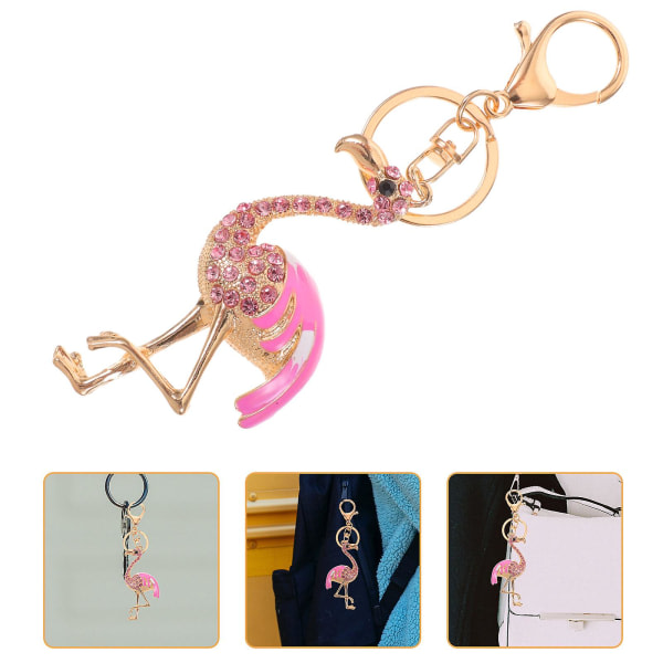 Lavendel Flamingo Design Nyckelringar Strass Nyckelringar Hänge Mode Nyckelhållare Hantverk Hängande Ornament Present IC