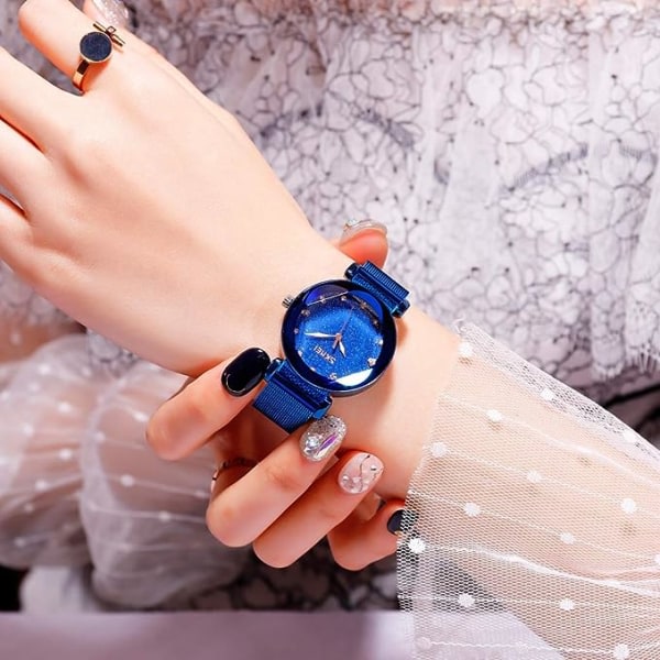IC Damklockor för kvinnor Vattentät Casual Mode Klänning Japansk Quartz Movement Lysande Mesh Armbandsur i rostfritt stål