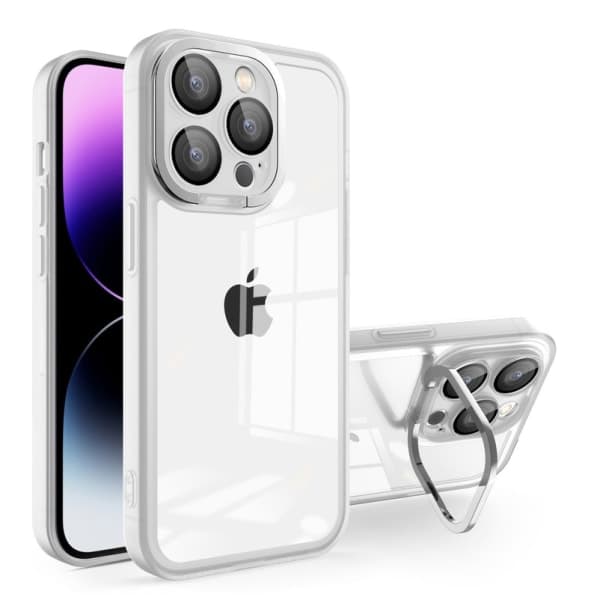 IC iPhone15 Pro -kuori, Cam Kickstand Hybrid Valkoinen iPhone15 Pro
