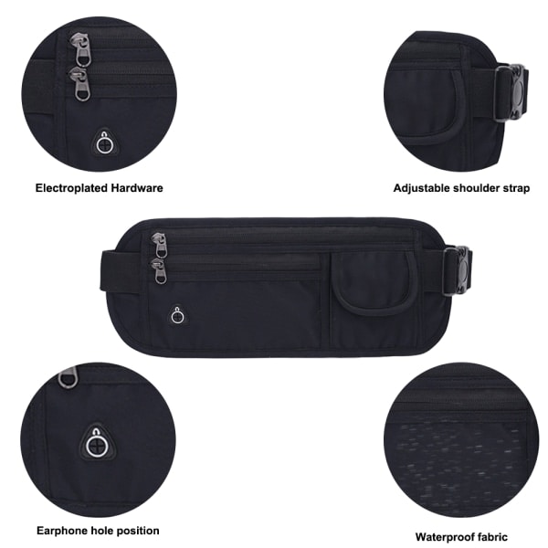 IC Nylon utomhus löpficka multifunktionell resepass svart