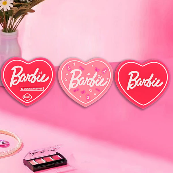 IC Kreativ tecknad Barbie-präglad hjärtformad rosa sminkspegel 1