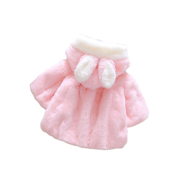 Vintervarm Barn Baby Flickor Hood Coat Toddler Baby Girl Ytterkläder Outfit Kläder Pink 90cm