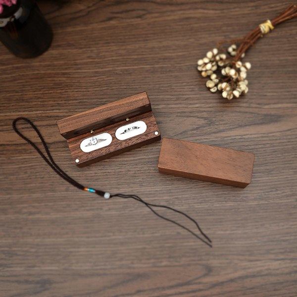 IC Wood Smyckeskrin Vigselringask Smycken Presentförpackning Box Br Svart