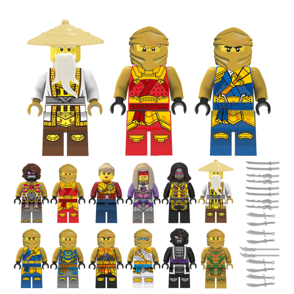 Set med 24 st go Minifigurer Kai Jay Sensei Wu Master Building färgglada one size