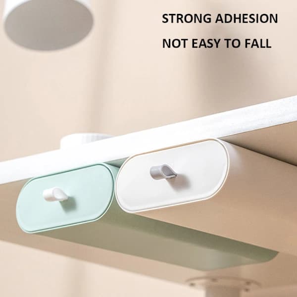 Hidden Self-Adhesive Storage Box for Desk White S