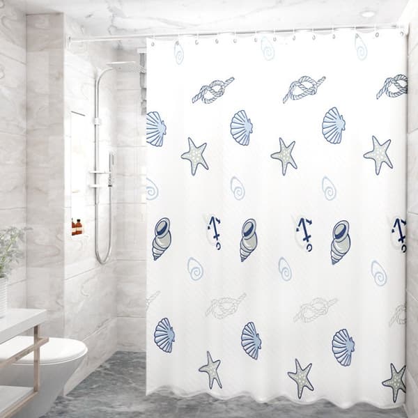PEVA Duschdraperi, Vattentätt Snabbtorkande Mögelresistent Med Krokar, Nautisk Design För Dusch Och Badkar, 200 x 220 cm