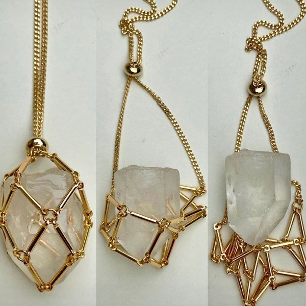 IC Sliver Pläterad utbytbar Crystal Pouch Halsband Crystal Ch S