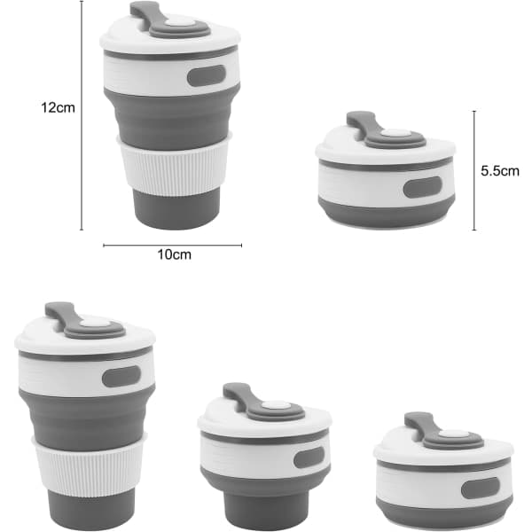 IC Vikbar Resekopp i Silikon (Lila + Blå), 2 st Vikbar Hopfällbar Kaffe Mugg Bärbar Silikonmugg för Resor