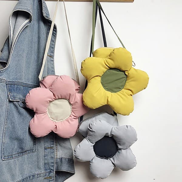 IC Fashion e Solsikke Skuldertaske Blomsterformede Messenger Tasker F Gul