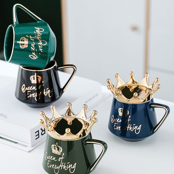 IC Creative Crown Keramik kaffekopp med lock stor mage