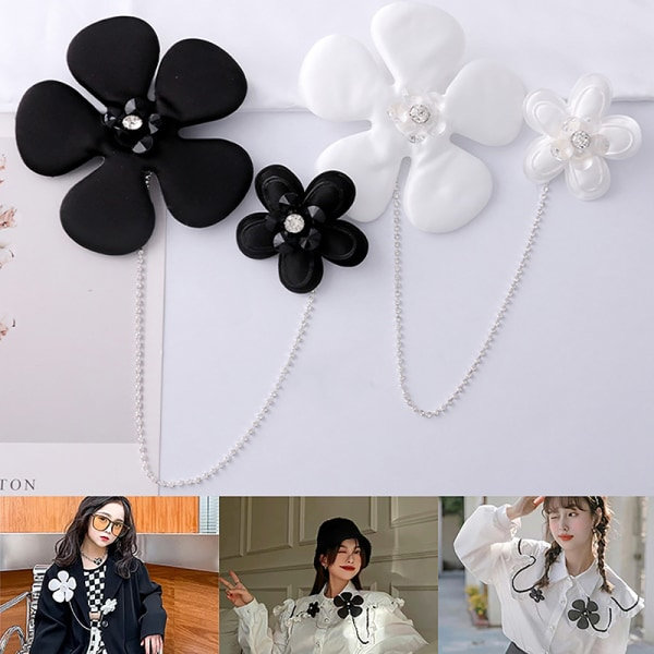 IC Kukka Rhinestone Ketju Brossi Rintaneula Merkit Brossi Vaatteet Musta
