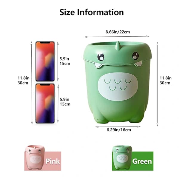 Cartoon Trash Can Dinosaur Waste Bin Plastic Dustbin Waterproof Garbage Can
