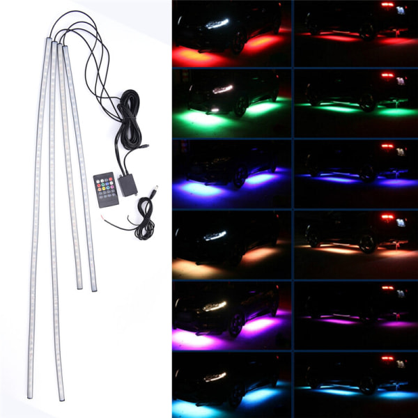 IC 4 stk RGB LED Underbil Rørstripe Underkropp Glød Neon Lyssett