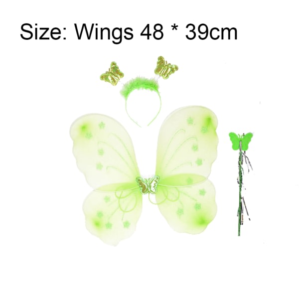 IC Fairy Butterfly wing Butterfly tryllestav og pannebånd for jenter blå + grønn