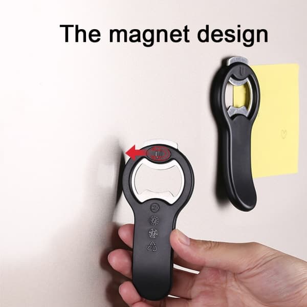 IC Magnetisk flaske- og dåseåbner til køleskab, Rustfrit stål flaskeåbner med låg