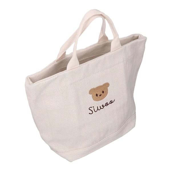 Canvas Bag Large Capacity Cute Bear Pattern Washable Sports Beach Bag for Mom and Dad