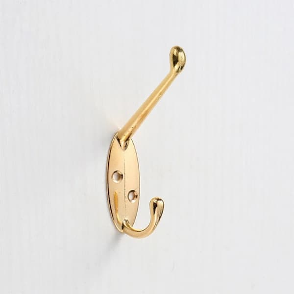 9-pack Wall Mounted Metal Hooks, Double Prong Gold