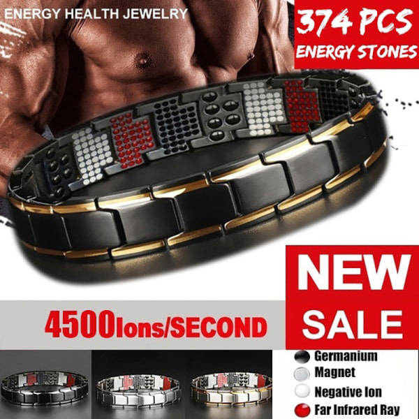 Män Magnetiskt Hälsoarmband Titan Stål Power Therapy A4