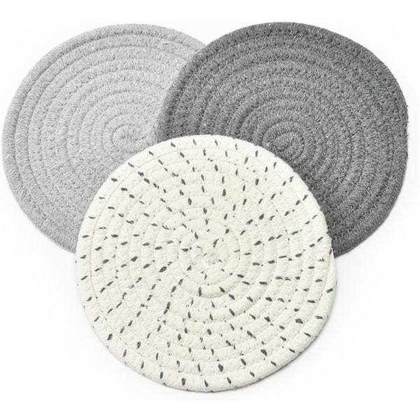 IC Set Set Ren bomullstråd vävd heta grytlappsset (set med 3) Snygga underlägg, Hot Pads