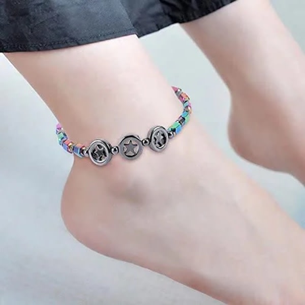 IC 2-pak Anti-Angst Magnetisk Anklet Obsidian Chakra Anklet