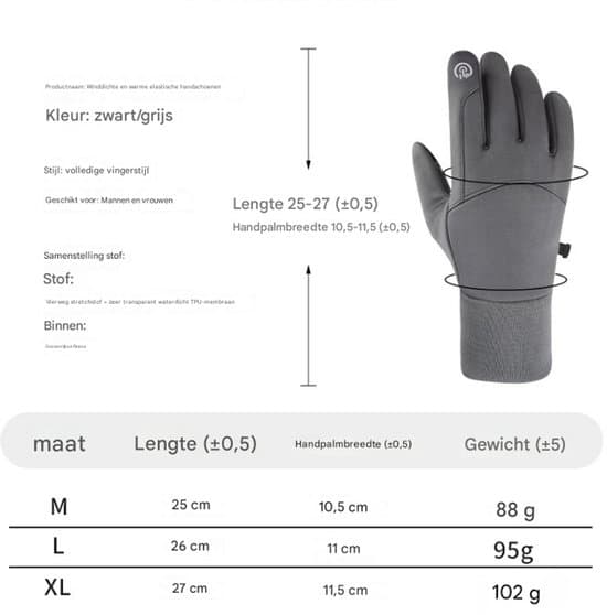 Vandtætte vinterhandsker til mænd, vindtætte touchscreen skridsikre cykelhandsker til skiløb, kørsel, udendørs arbejde, sort XL