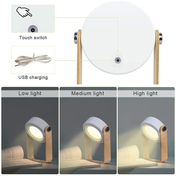 IC USB Genopladelig LED Bordlampe, Touch Senglampe, 360 Belysning