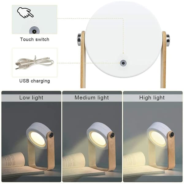 IC USB Oppladbar LED Bordlampe, Berøringslampe, 360° Belysning