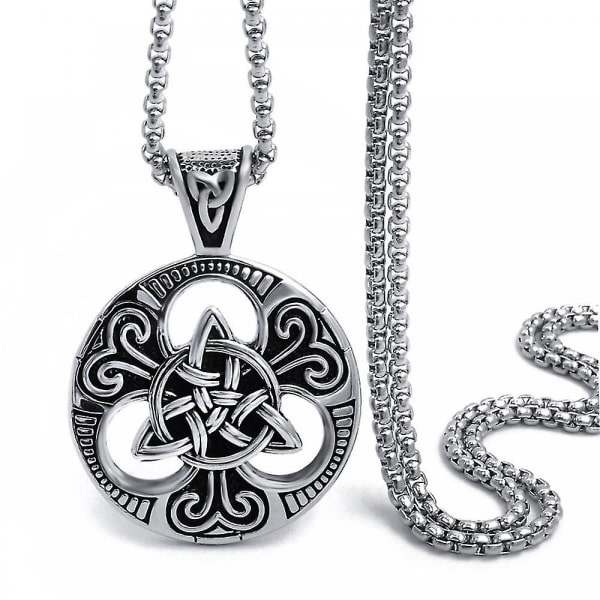 Ny Retro Nordic Viking Celtic Knot Symbol Hänge Män S Halsband Amulett Smycken Present AL4132-Silver