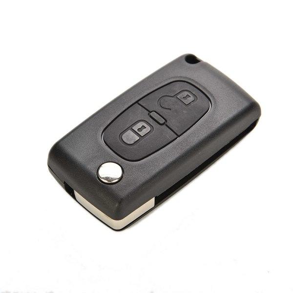 IC 2-knapps Plastfjärrkontroll Flip Key Shell Ersättning för PEUGEOT