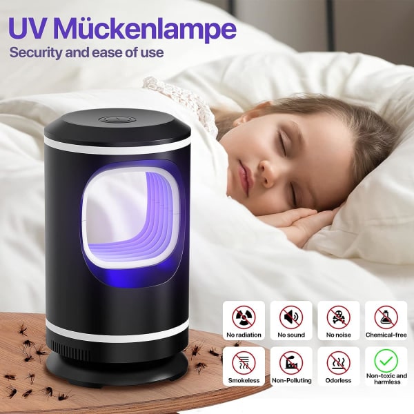 IC Myggfelle, Myggdreperlampe Fysisk UV, Sikker, Giftfri, Lydløs