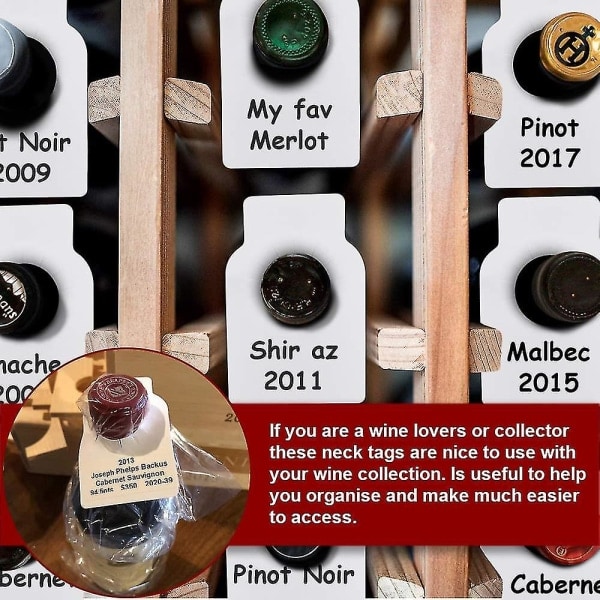 200 st vinflasketiketter Tomma champagneflasketiketter Återanvändbar pvc för lagring i en källare Samlingsförvaringsställ