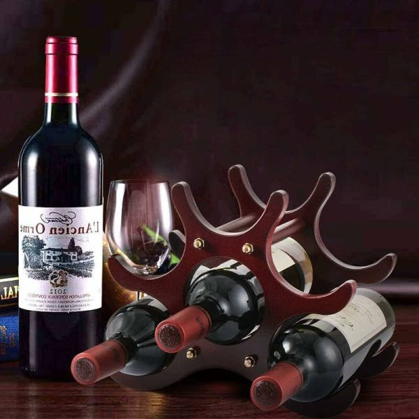 Vinställ i massivt trä för 6 flaskor vin
