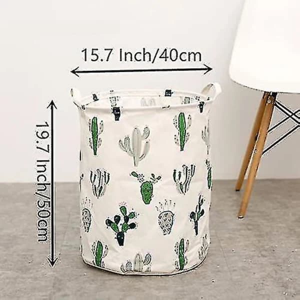 Large Green Laundry Basket with Cactus Pattern, Storage Basket, Kids Room, Home Organizer, Nursery
