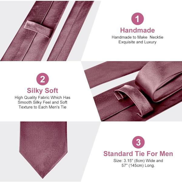 Klassisk enfärgad slips i satin för män, premium enfärgad slips för män, formell svart slips för män, slips för affärsbröllop, fest, arbete, 8 cm Deep Red Brown Satin