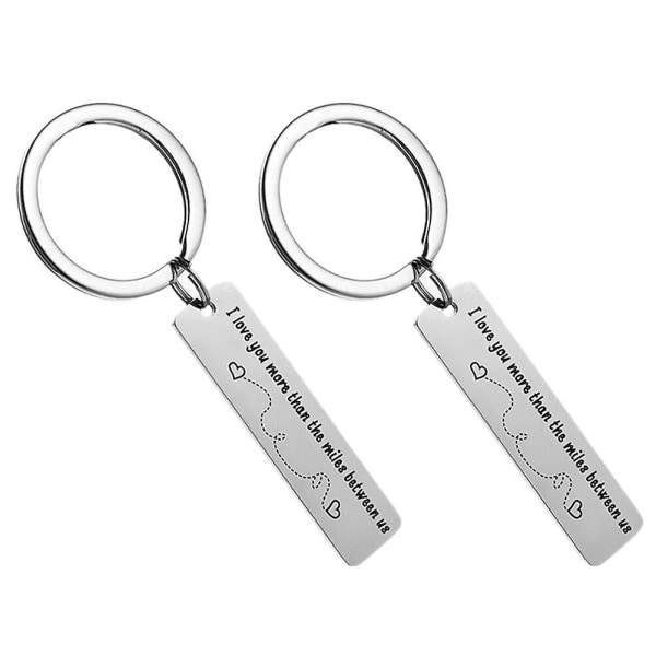 Rakastan sinua enemmän kuin mailia, jotka meitä erottavat - avaimenperät (hopea) Hopea 6.5x2.5x0.15cm IC