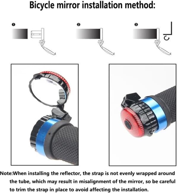 360° justerbara cykelstyrespeglar, 2-pack Mini, HD-glas konvex backspegel