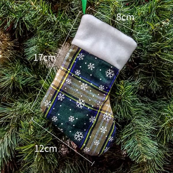 IC Julemini-Strømper Plaid Snefnug Juleophæng 12 grønne gitter + 12 røde gitter