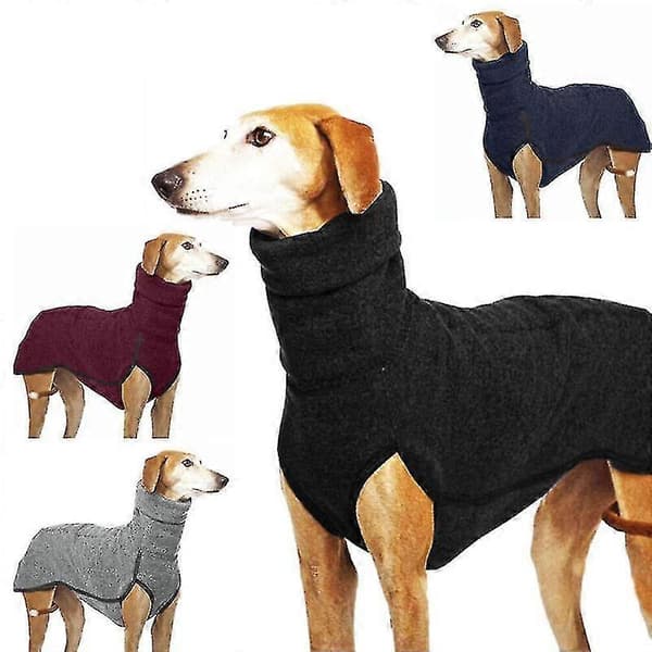 Vinterhundtröja med hög krage Greyhound Whippet Kläder Lurcher Kappa Grå Grey XL