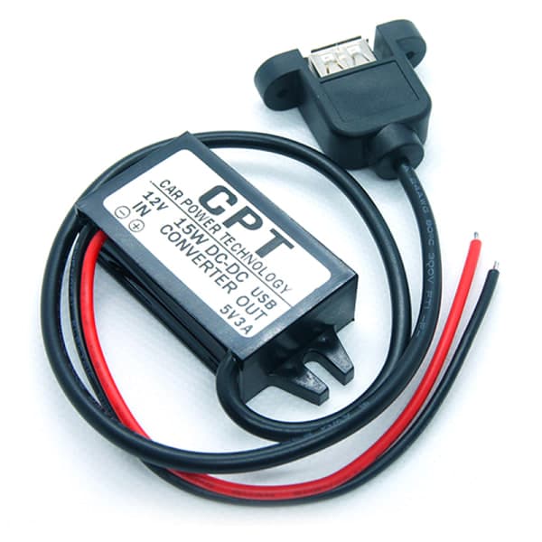 IC DC 12V til 5V 3A 15W USB utgang strømadapter omformermodul F Svart