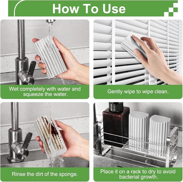 4-delt - Rengørings-støvfjernelsessvamp - Svampebørste - Multifunktionel - persienner - glas - ventilationsriste