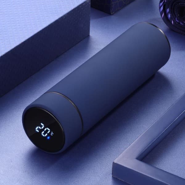 IC Smart Termos i Børstet Rustfrit Stål 316 med Digital Display til Temperaturmåling Blå 500ml